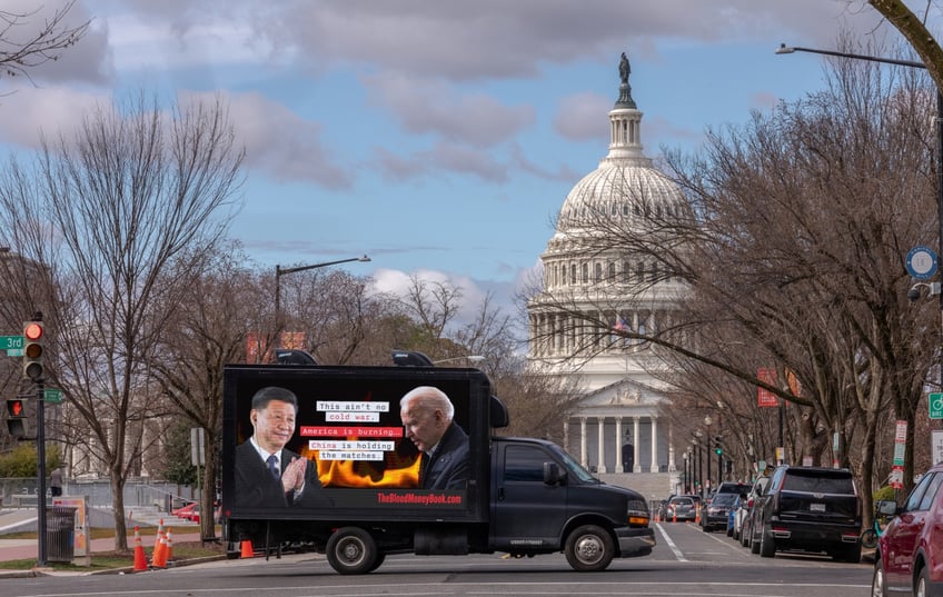 follow the money dc billboard truck hits biden for blood on his hands as america is burning at the hands of china