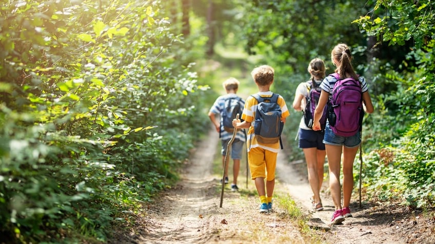 Kids hiking