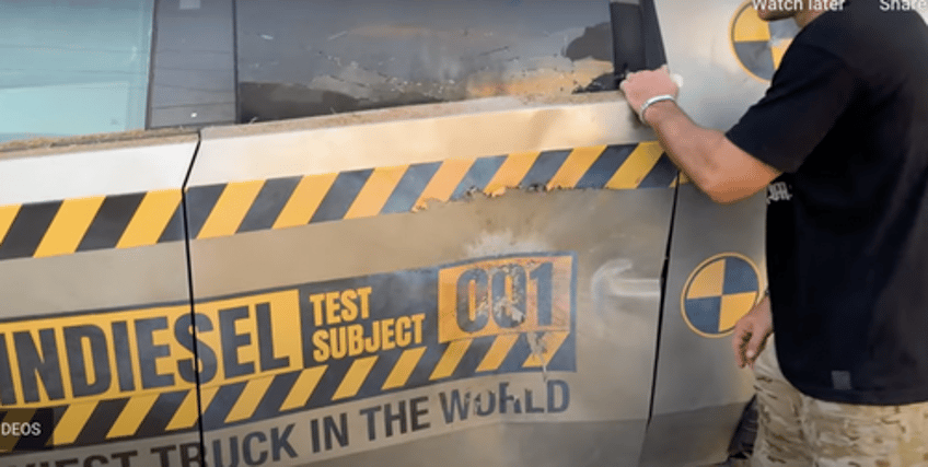 following c 4 detonation test youtuber whistlindiesel sends cybertruck through second durability test