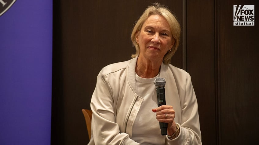 Barbara Butcher speaks during a panel at the Hamptons Whodunnit Crime Conference in Southampton, New York