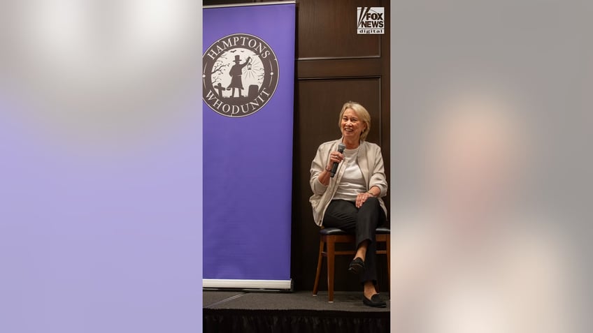 Barbara Butcher speaks during a panel at the Hamptons Whodunnit Crime Conference in Southampton, New York