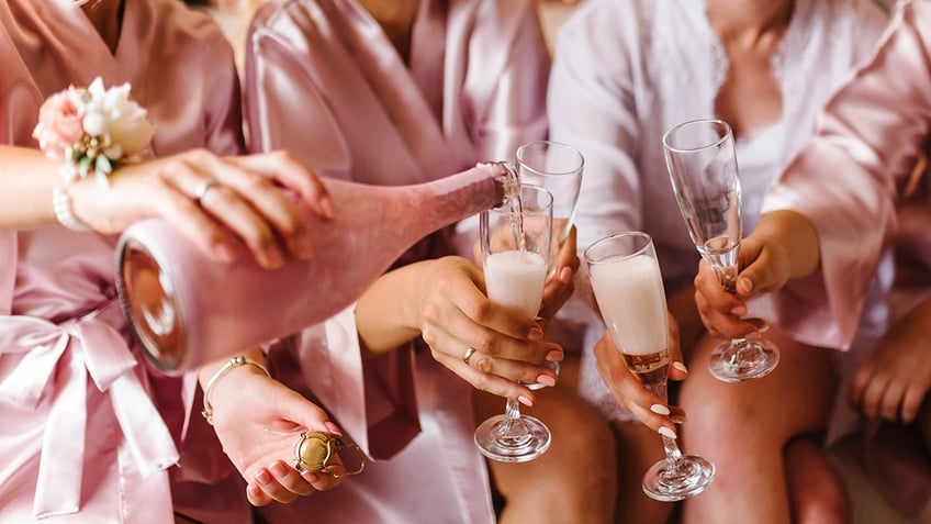 bridemaids in pink robes