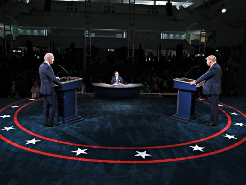 CLEVELAND, OHIO - SEPTEMBER 29: U.S. President Donald Trump and Democratic presidential nominee Joe Biden participate in the first presidential debate at the Health Education Campus of Case Western Reserve University on September 29, 2020 in Cleveland, Ohio. This is the first of three planned debates between the two candidates in the lead up to the election on November 3. (Photo by Olivier Douliery-Pool/Getty Images)