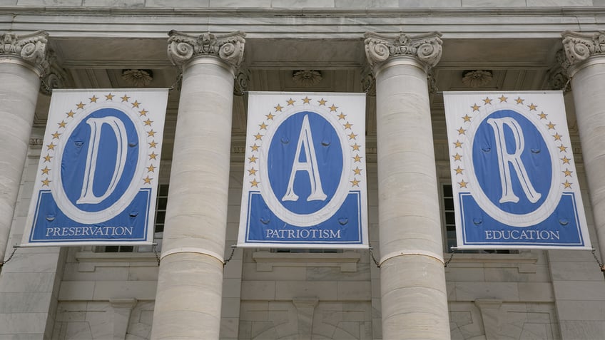 The entrance to the Daughters of the American Revolution headquarters at Constitution Hall is viewed on June 6, 2017 in Washington, D.C. The nation's capital, the sixth largest metropolitan area in the country, draws millions of visitors each year to its historical sites, including thousands of school kids during the month of June.