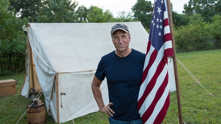 Mike Rowe with American flag