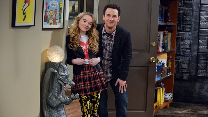 Sabrina Carpenter with Ben Savage on the set of Girl Meets World