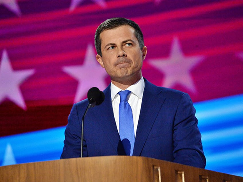 Pete Buttigieg, US secretary of transportation, speaks during the Democratic National Conv