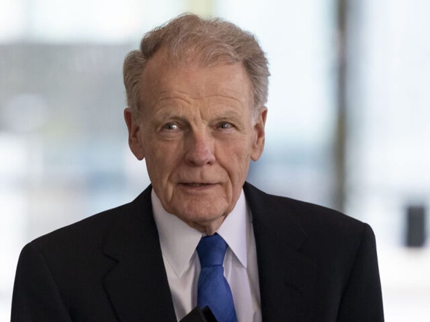 Former Illinois House Speaker Michael Madigan leaves court during a break in a pretrial he