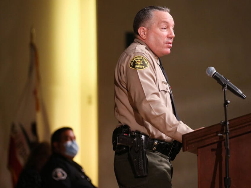 Los Angeles County Sheriff Alex Villanueva speaks at the graduation ceremony for Los Angel