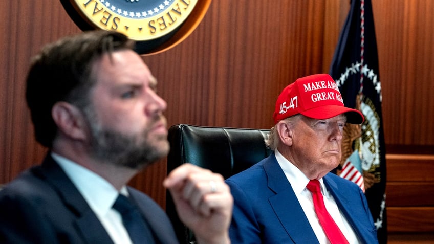 Donald Trump attends a meeting 