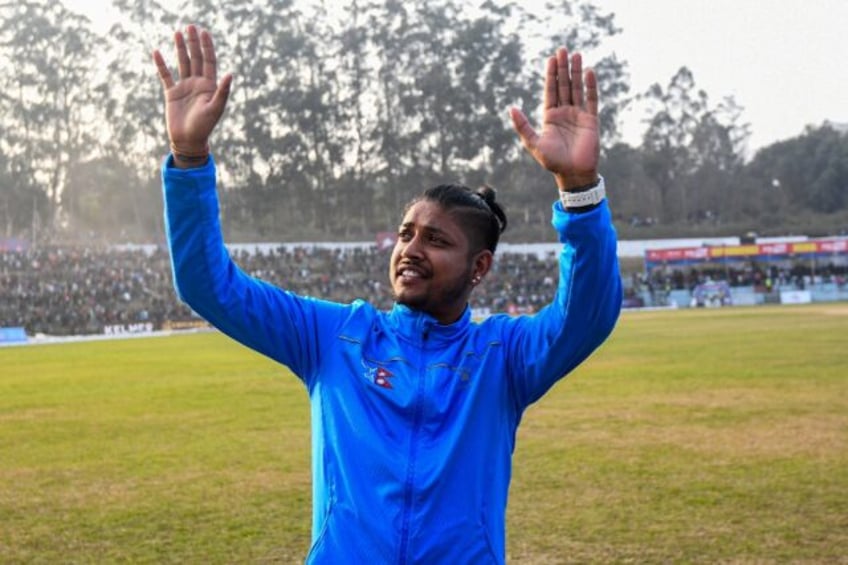 Nepal's Sandeep Lamichhane after their win over Scotland in Kathmandu