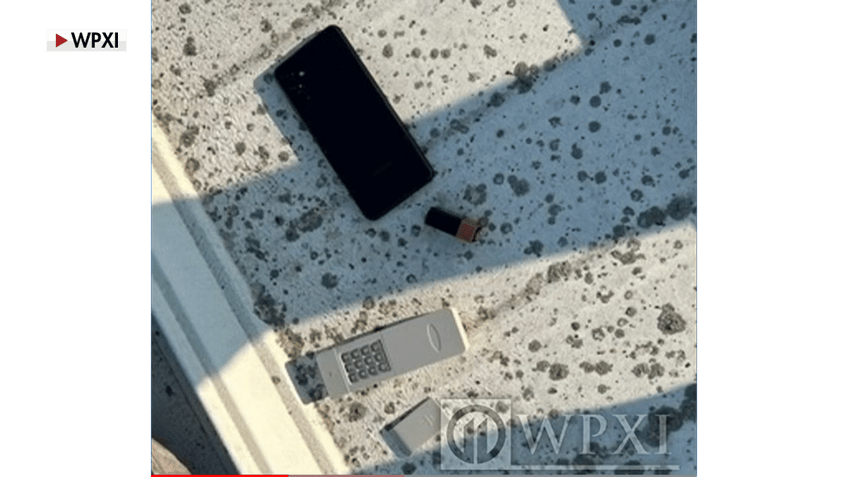 Transitter and cell phone on roof.