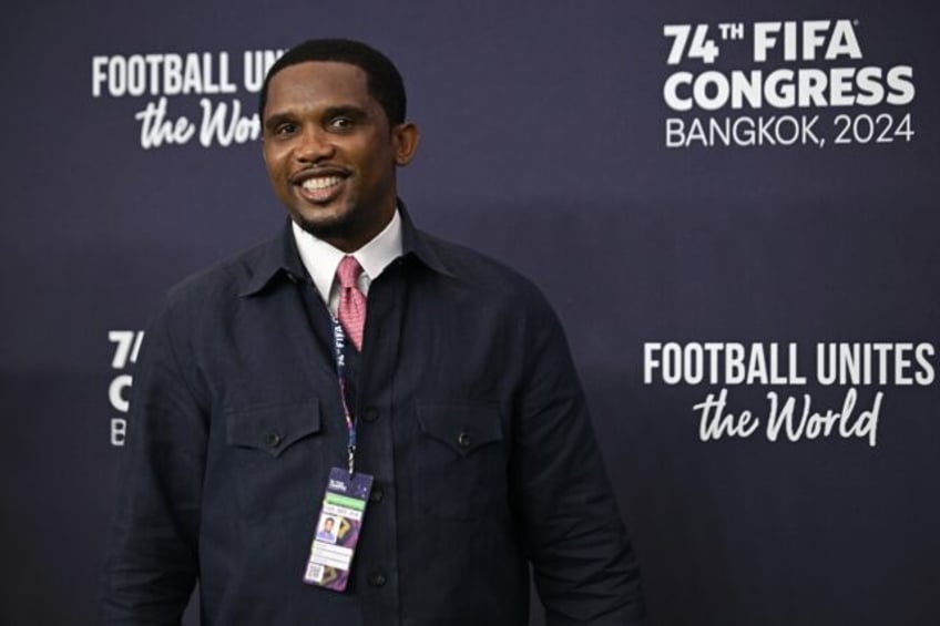 Cameroon delegate Samuel Eto'o at the 2024 FIFA congress in Bangkok.