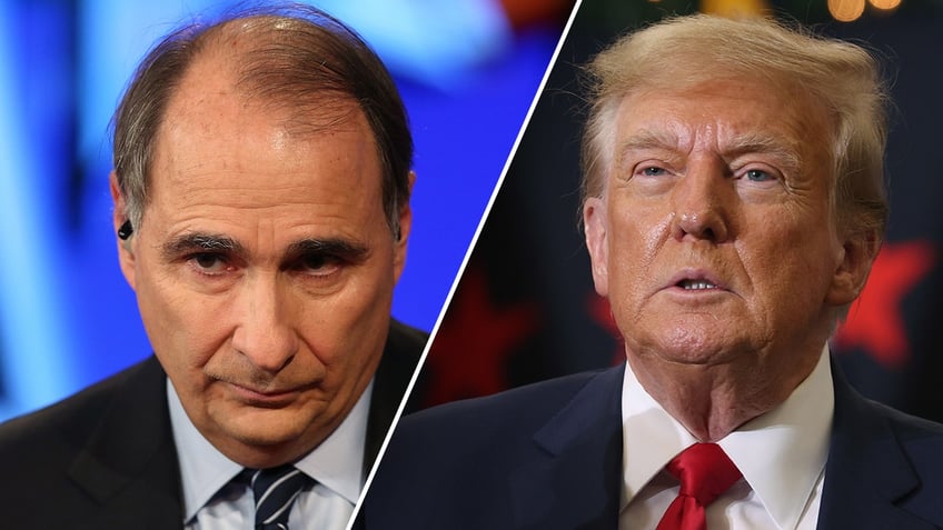 David Axelrod and Donald Trump, split image