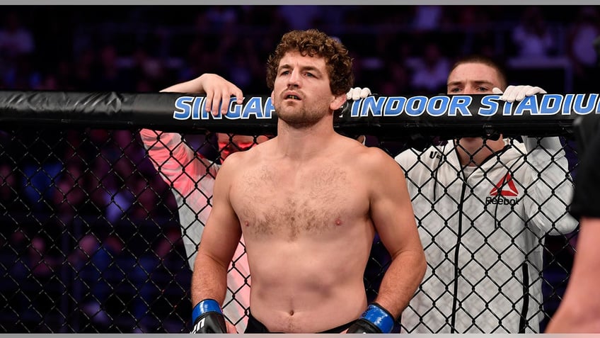 Ben Askren looks on during fight