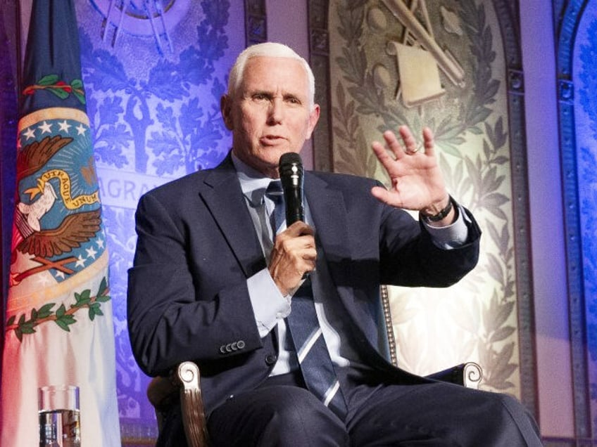 Republican presidential candidate and former Vice President Mike Pence speaks on Tuesday,