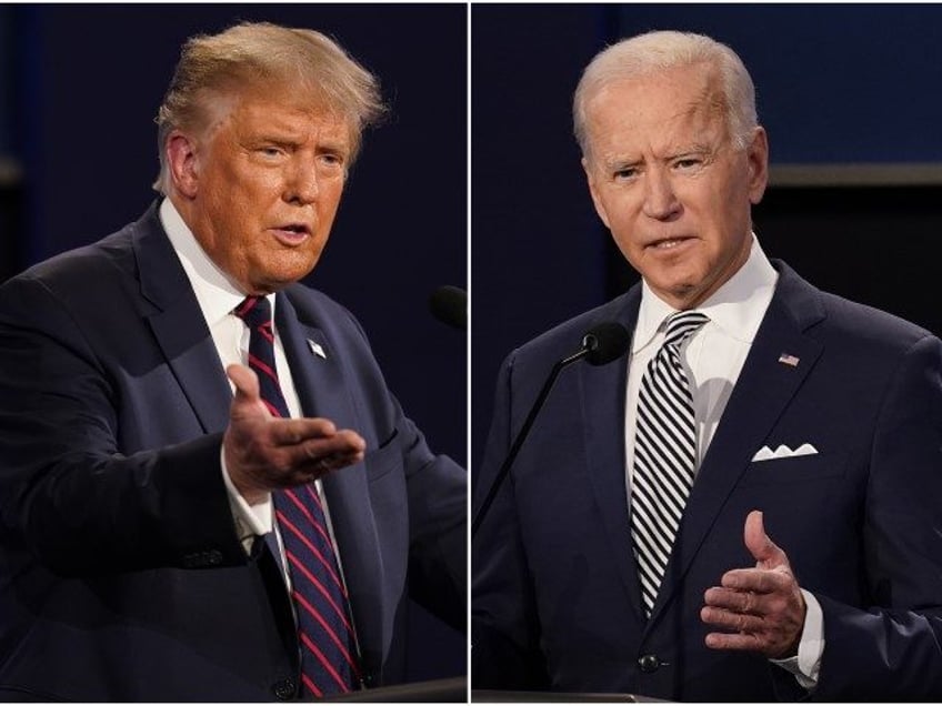 FILE - This combination of Sept. 29, 2020, file photos shows President Donald Trump, left,