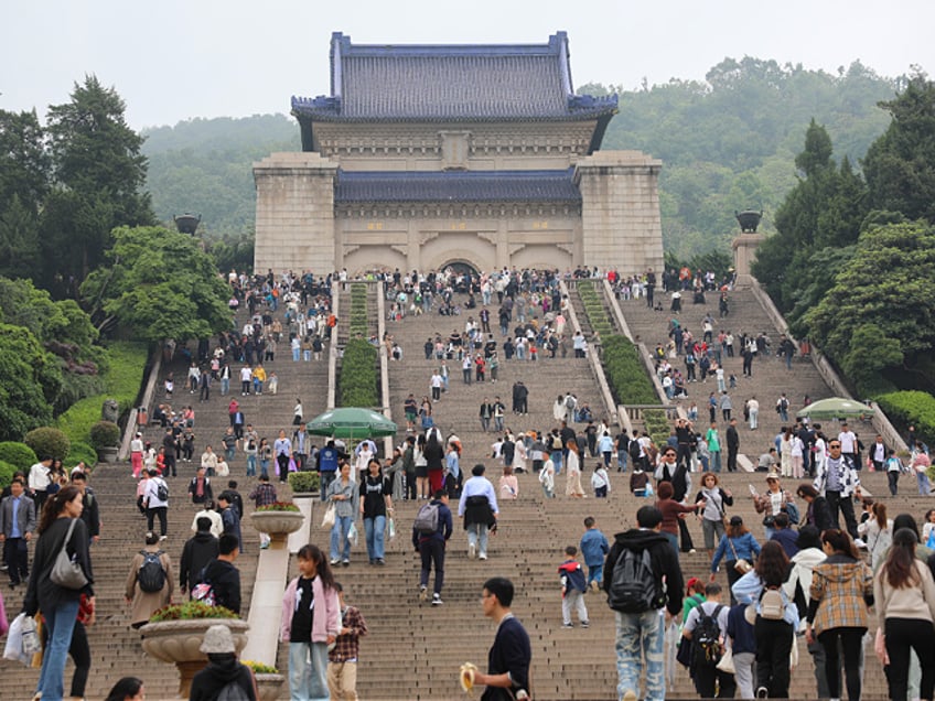 Tourists visit the Mausoleum of Sun Yat-sen scenic spot in Nanjing, Jiangsu province, China, May 5, 2024. (Photo credit should read CFOTO/Future Publishing via Getty Images)