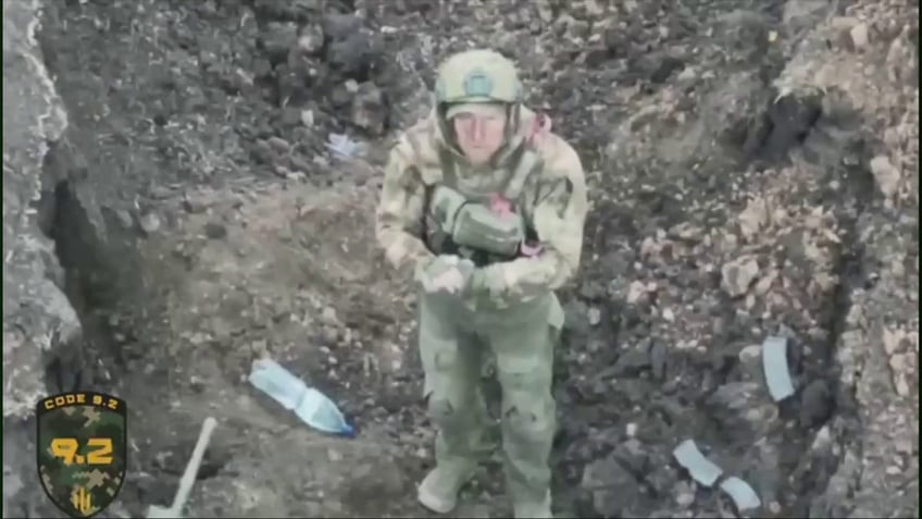 Russian soldier surrenders to drone