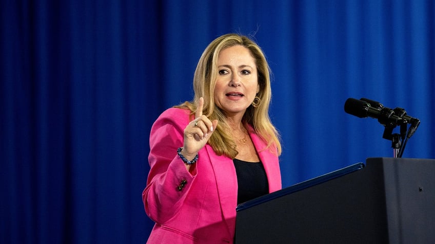 Debbie Mucarsel-Powell, former representative and Democratic Senate candidate for Florida, speaks during an event with President Biden, not pictured, at the Hillsborough Community College Dale Mabry campus in Tampa, Florida, on Tuesday, April 23, 2024.