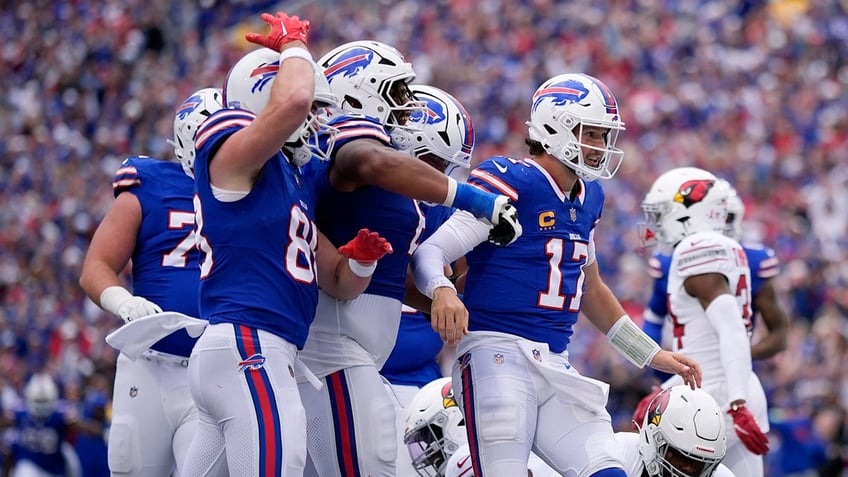 Josh Allen celebrates