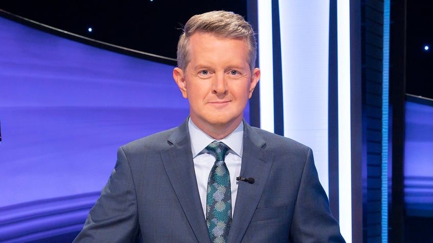 A photo of Ken Jennings on "Jeopardy!" set