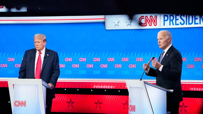 Trump and Biden on debate stage 