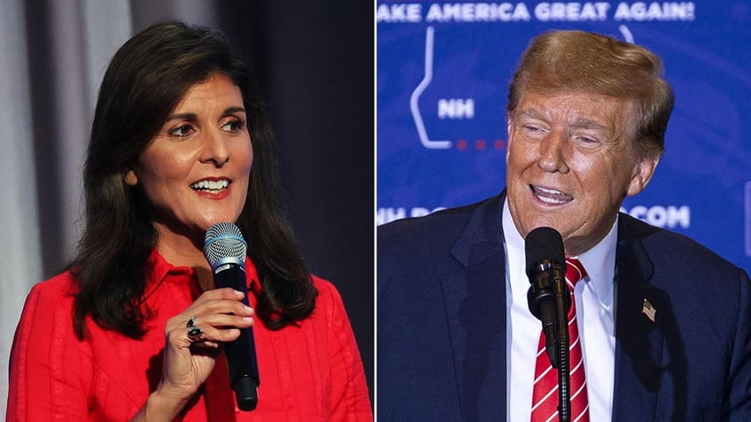 Nikki Haley and former President Donald Trump speaking