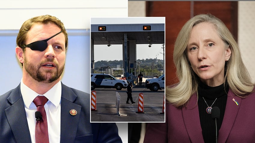 Dan Crenshaw, Abigail Spanberger in photo split with border crossing center