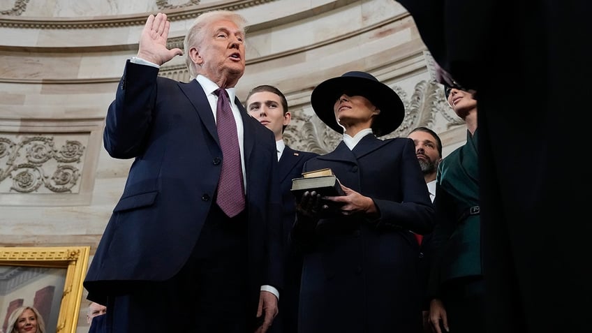 Donald Trump being sworn in