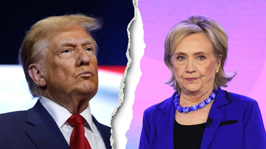 Trump and Hillary Clinton photo split