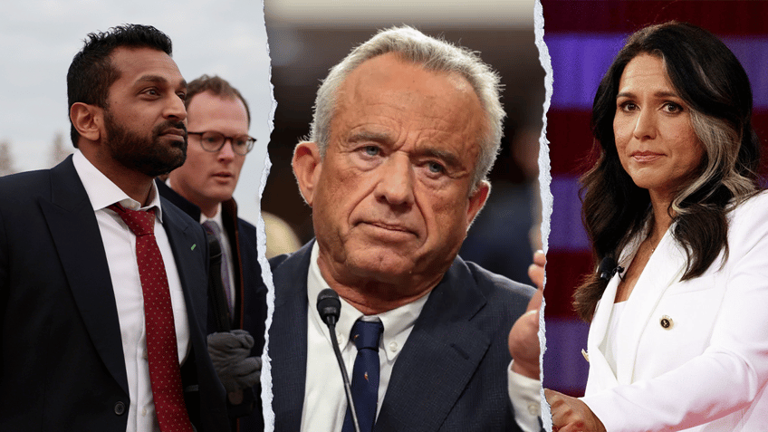 3-way photo split: Patel, RFK jr, and Gabbard