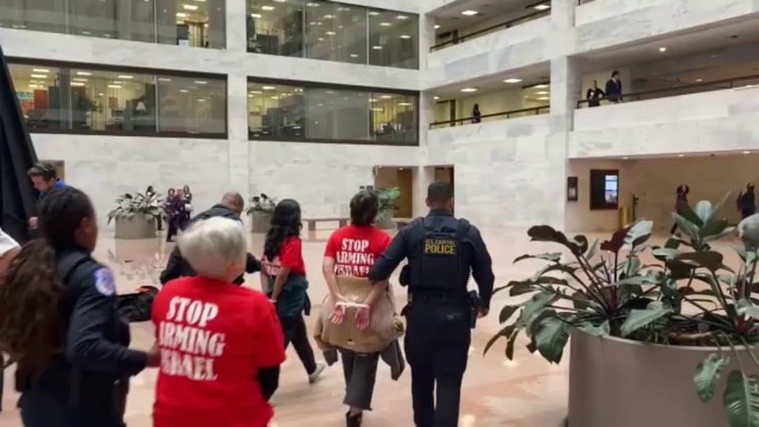 protesters in Hart Senate building being arrested