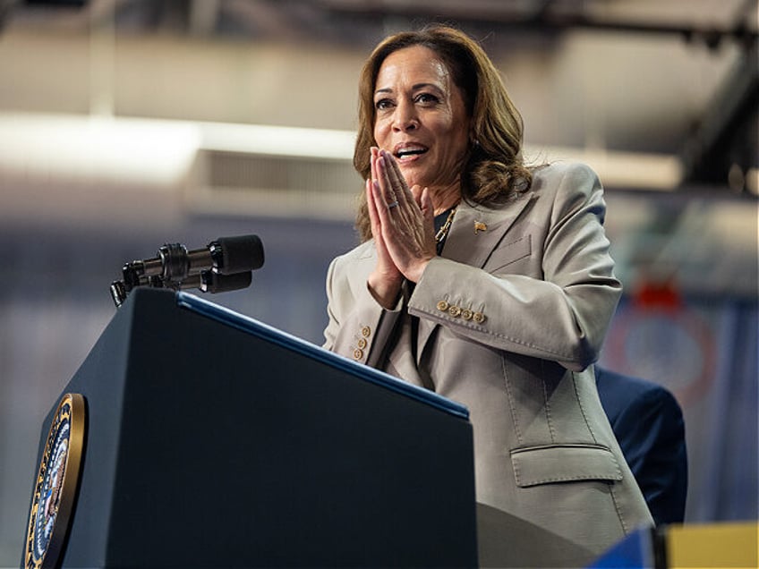 Vice President Kamala Harris delivers remarks with President Joe Biden on the administrati