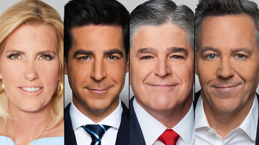 fox news primetime lineup of laura ingraham jesse watters sean hannity greg gutfeld sweeps cable news