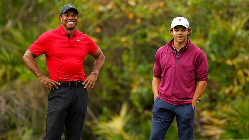 Tiger Woods and Charlie Woods at the PNC Championship