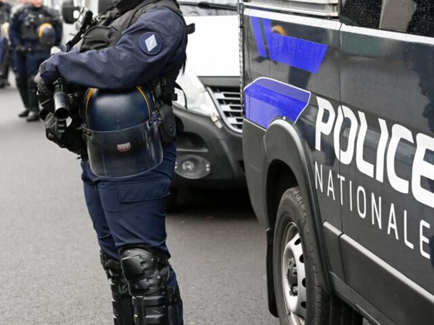 A French mobile policewoman of the CRS 36 (Republican Security Company), based in Chatel-S