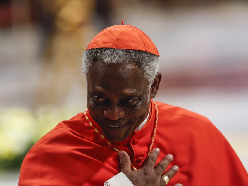 VATICAN, VATICAN CITY, AUGUST 27: Ghanaian cardinal Peter Kodwo Appiah Turkson arrives for the consistory celebrated byPope Francis (not pictured) for the creation of new cardinals in St. Peterâs Basilica at the Vatican City Vatican, on August 27, 2022. 20 new cardinals, four of them over eighty, therefore not electors in a future eventual conclave, were created by Pope Francis in the eighth consistory of his pontificate, which was concluded with the vote on canonization of Giovanni Battista Scalabrini and Artemide Zatti. (Photo by Riccardo De Luca/Anadolu Agency via Getty Images)
