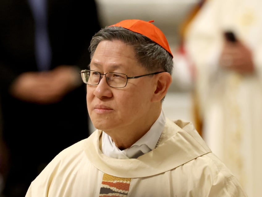 VATICAN CITY, VATICAN - DECEMBER 08: Cardinal Luis Antonio Tagle attends a Mass with newly appointed cardinals presided by Pope Francis at St. Peter's Basilica on December 08, 2024 in Vatican City, Vatican. Pope Francis on Saturday, presiding at Holy Mass for the Ordinary Public Consistory for the Creation of New Cardinals, encouraged the group of twenty-one new cardinals from across the globe to “walk in the way of Jesus: together, with humility, wonder and joy.” (Photo by Franco Origlia/Getty Images)