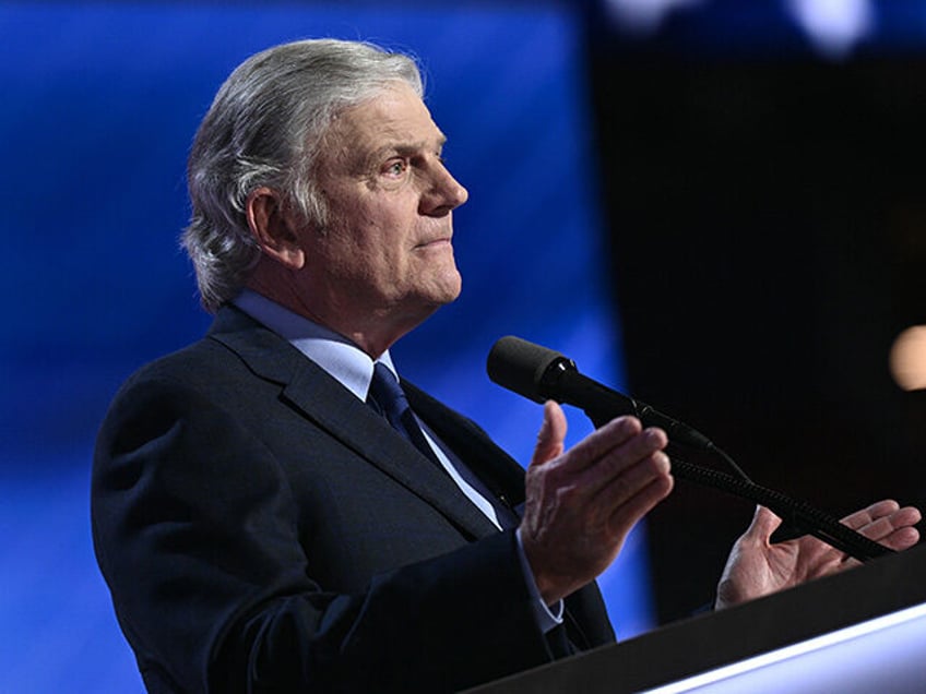 President and CEO of the Billy Graham Evangelistic Association Franklin Graham speaks duri