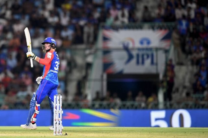 In the runs: Delhi Capitals' Jake Fraser-McGurk celebrates after scoring a half-century