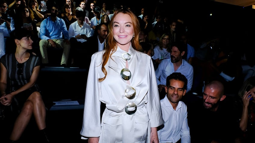 Lindsay Lohan smiling at Madrid Fashion Week