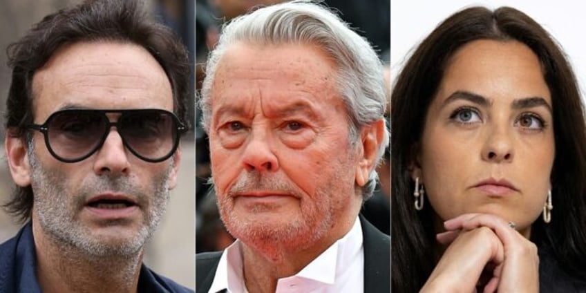 Alain Delon (centre), his son Anthony and daughter Anouchka have been at the centre of a very public family feud since the start of the year