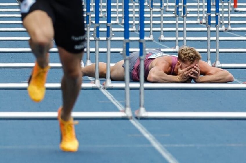 France's Kevin Mayer fell in Sunday's Diamond League meeting