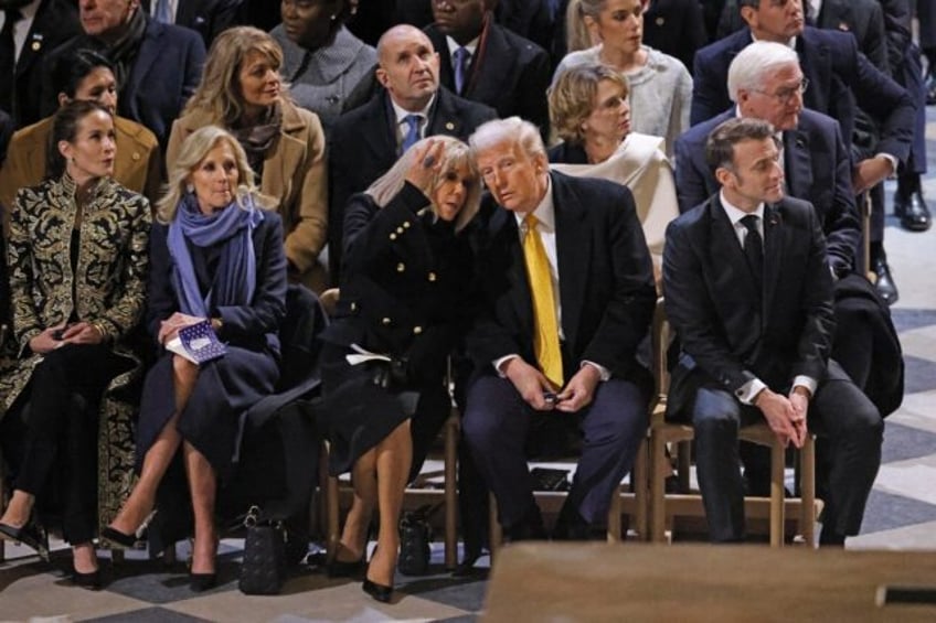 french first lady helps keep trump bidens apart at notre dame