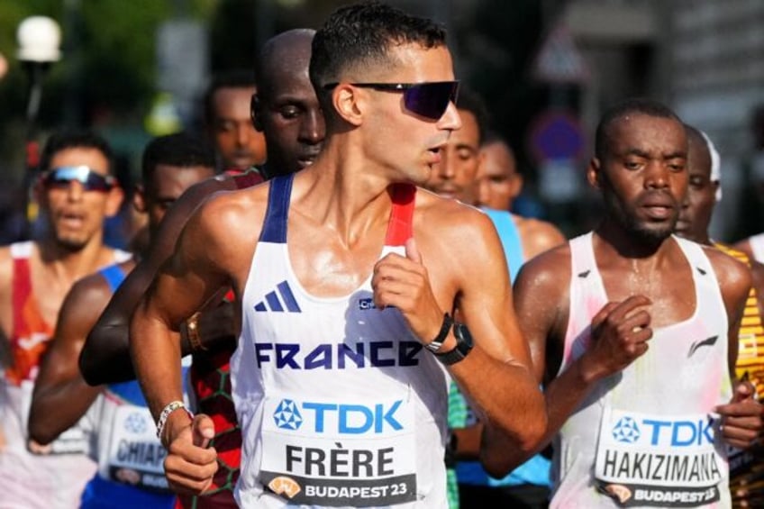 French marathoner Mehdi Frere (C) recorded a personal best of 2hr 05min 43sec in 2023