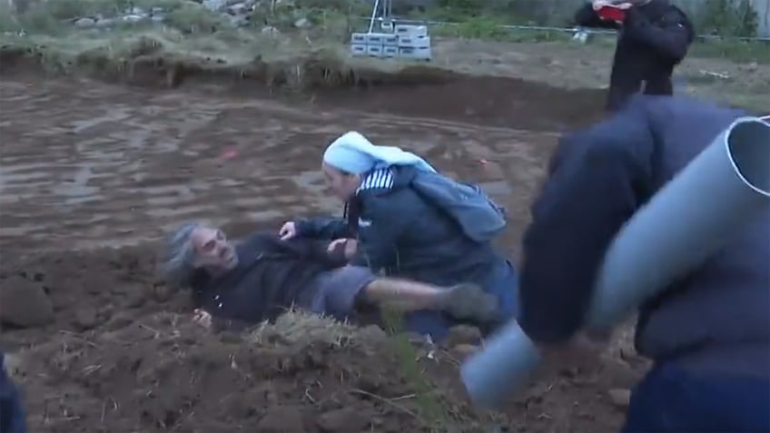 french nun tackles environmental protester attempting to stop construction of religious center