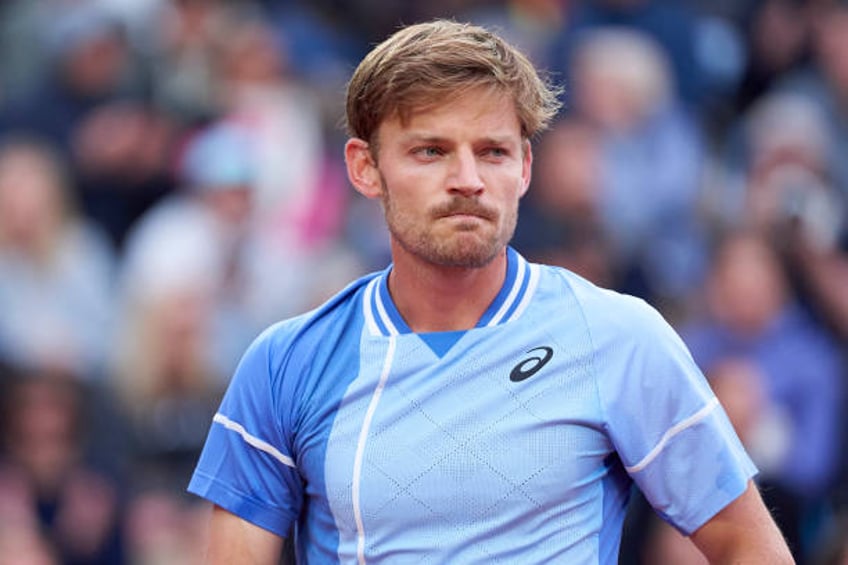 David Goffin of Belgium looks on during his match against Alexander Zverev of Germany in the Men's Singles second round match on Day Five of the 2024...