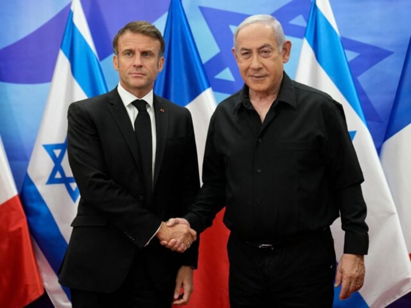 french president macron calls for international coalition to combat hamas