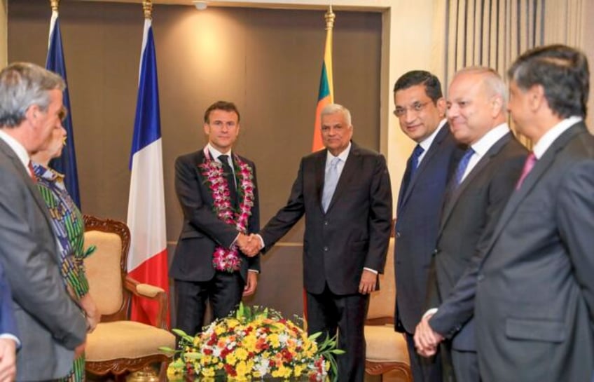 french president macron visits his counterpart in sri lanka